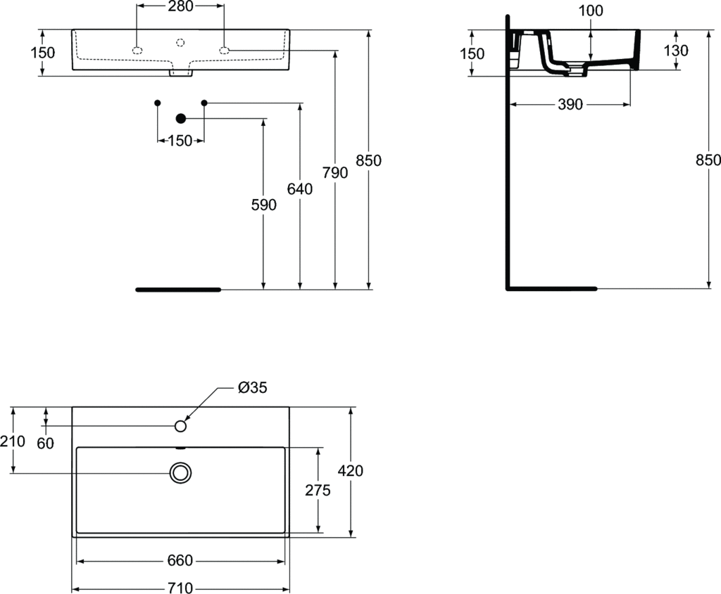 LAVOAR STRADA 70X42 CU GAURA PENTRU BATERIE SI PREAPLIN